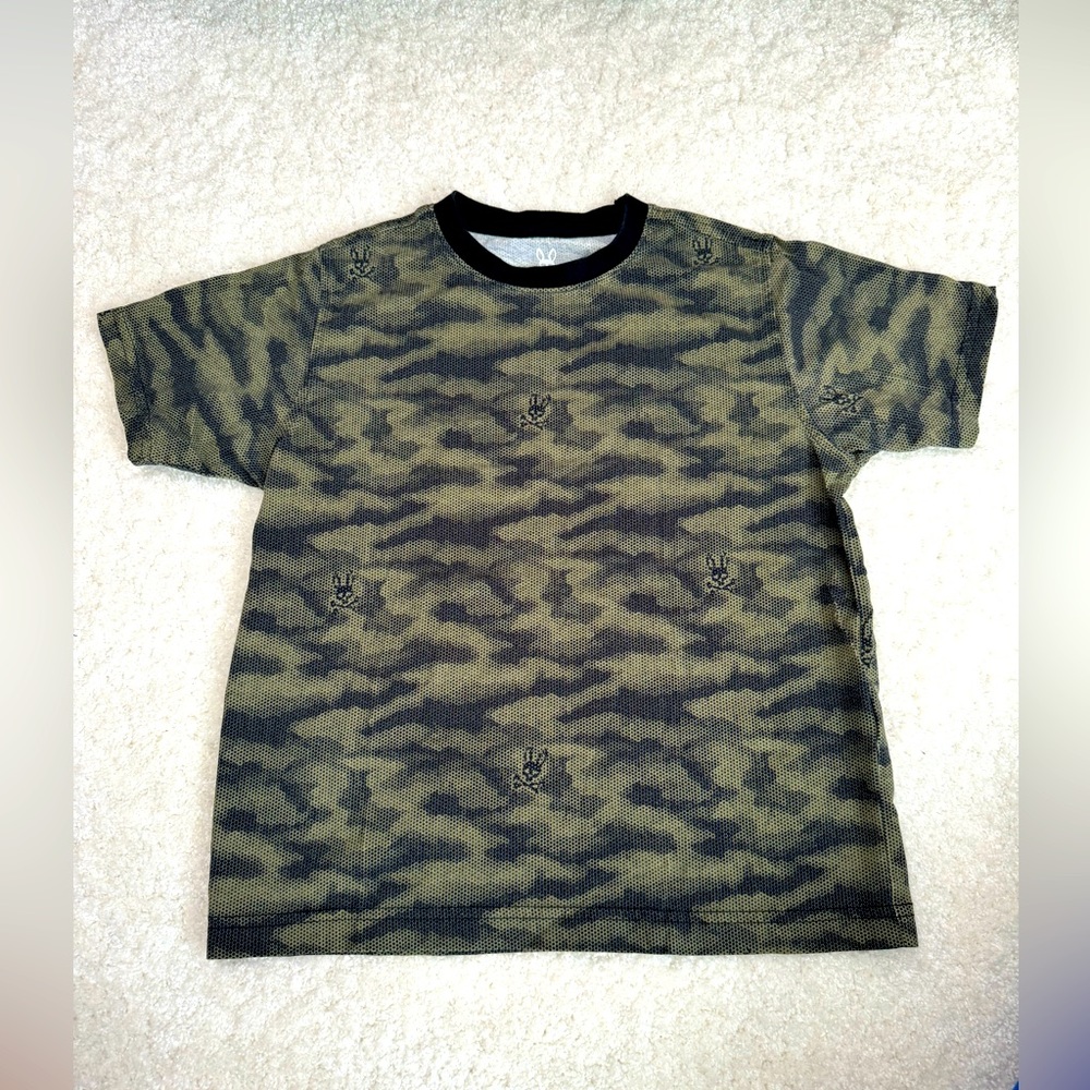 Kids (sz M 10/12) - Psycho Bunny Rockaway Tshirt - black & olive green